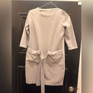 Cocomore Light Grey Cotton Tie-Waist Mini Dress | Size 36 (S)
